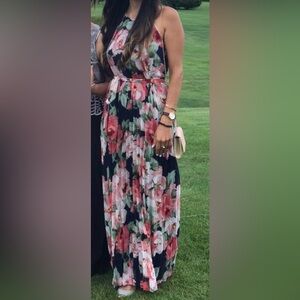 B Darlin Floral Maxi Dress - Navy and Pink